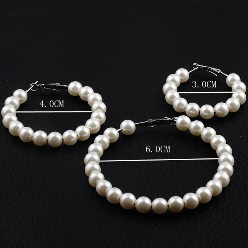 Pearl Big Small Hoop Earrings