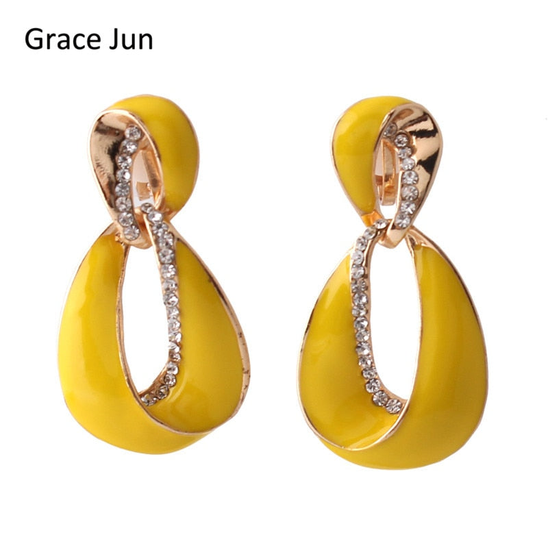 Rhinestone Enamel Geometric Hollow-out Elegant Ear Clip