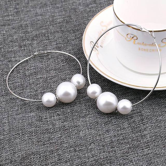 Pearl Big Small Hoop Earrings