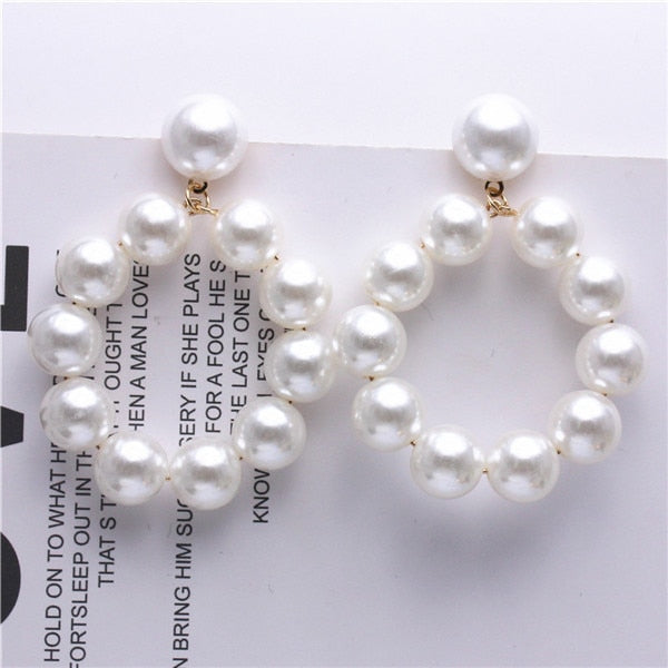 Pearl Big Small Hoop Earrings