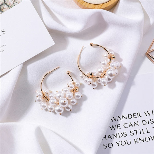 Pearl Big Small Hoop Earrings