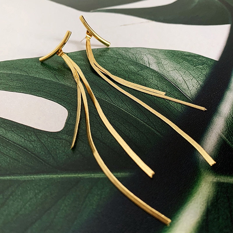 Gold Thread Drop Earrings