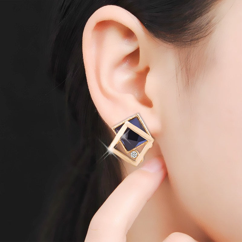 Square Crystal Gem Stud Earrings