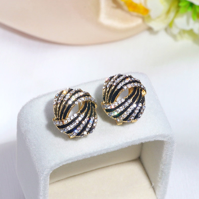 Full Rhinestone Stud Earrings