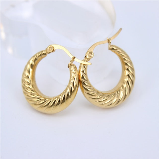 Golden Stainless Steel Hoop Earrings