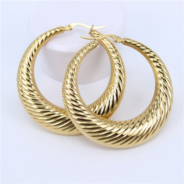 Golden Stainless Steel Hoop Earrings