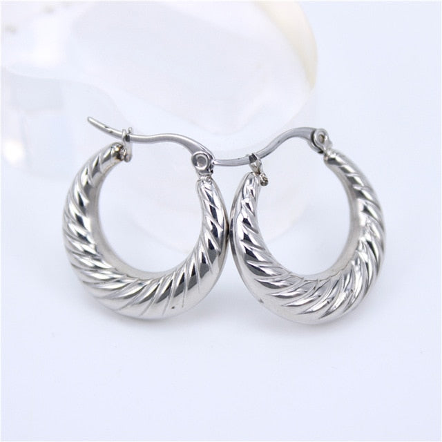 Golden Stainless Steel Hoop Earrings