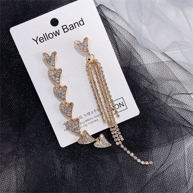 Crystal Pearl Tassel Earrings