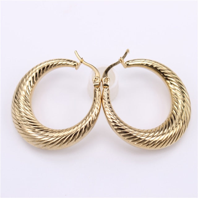 Golden Stainless Steel Hoop Earrings