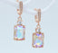 Square Crystal Rose Gold Dangle Earrings