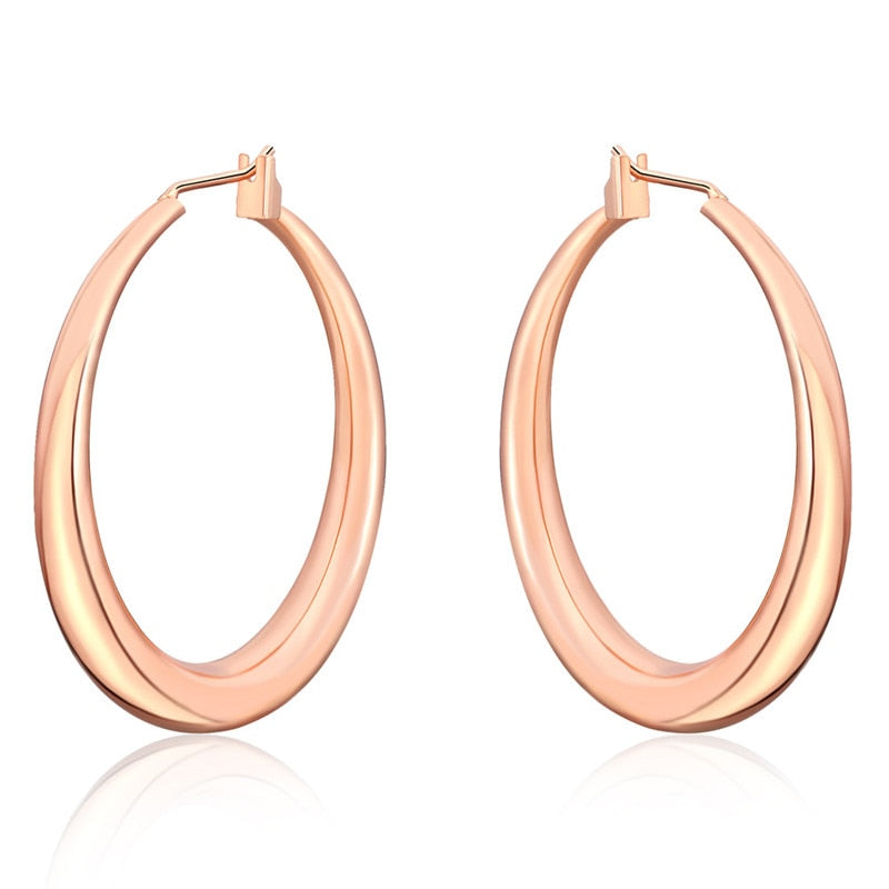 Rose Gold Plated Round Hoop Earrings