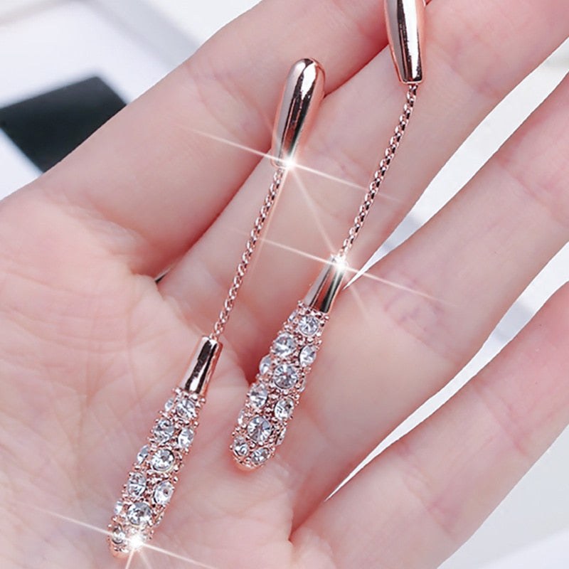 Elegant Long Drop-Alloy Earrings