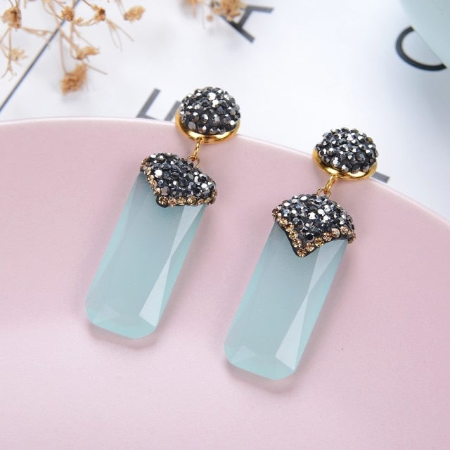 Black Rhinestone Dangle Drop Earrings