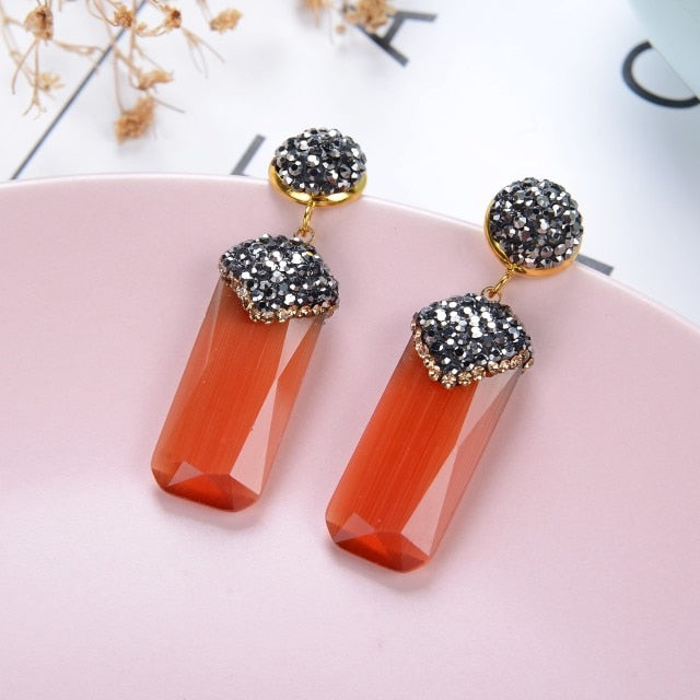 Black Rhinestone Dangle Drop Earrings