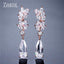 Flower Zircon Crystal Pendant Earrings