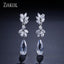 Flower Zircon Crystal Pendant Earrings