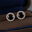 Round Black Stone Stud Earrings