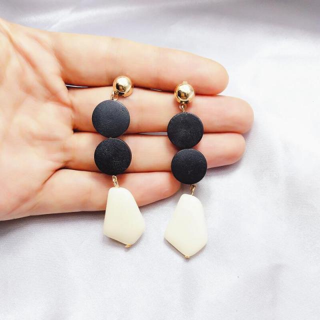 Two Round Wooden Statement Earrings