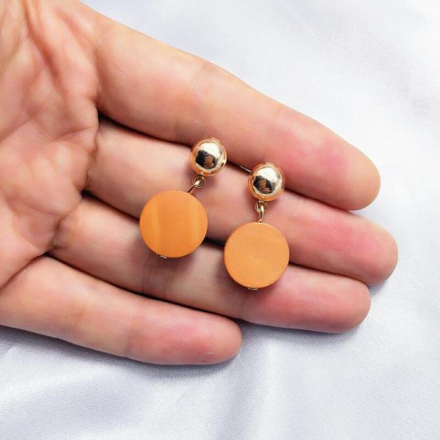 Two Round Wooden Statement Earrings