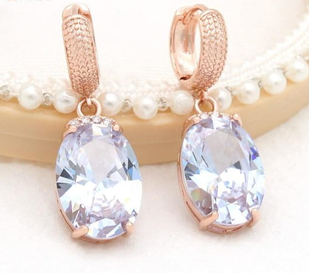 Oval Pink Dangle Earrings