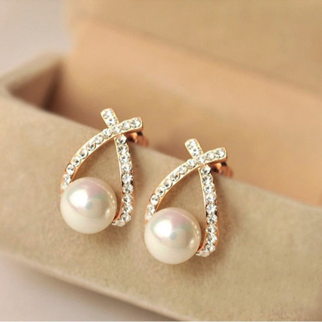 Sweet Pearl Flower Earrings Female Jewelry