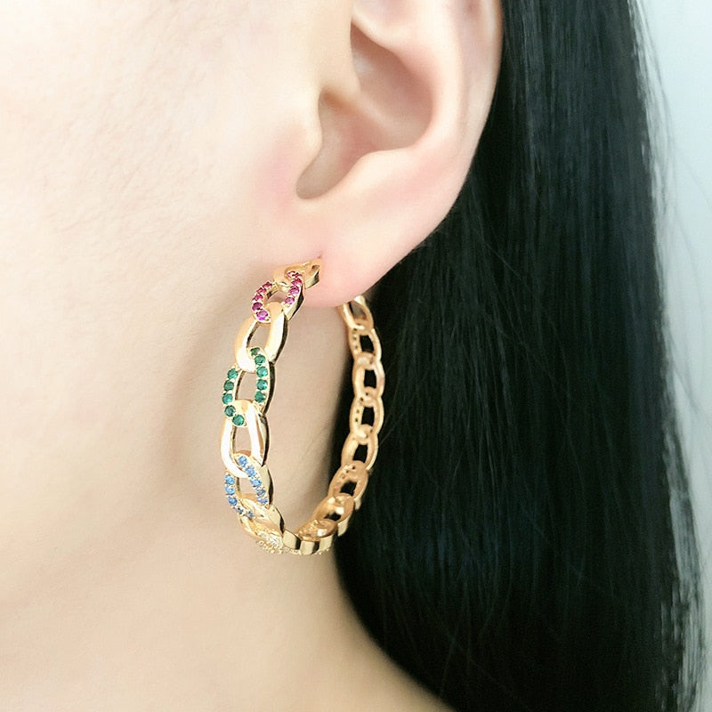 Golden Hip Hop Hoop Earrings