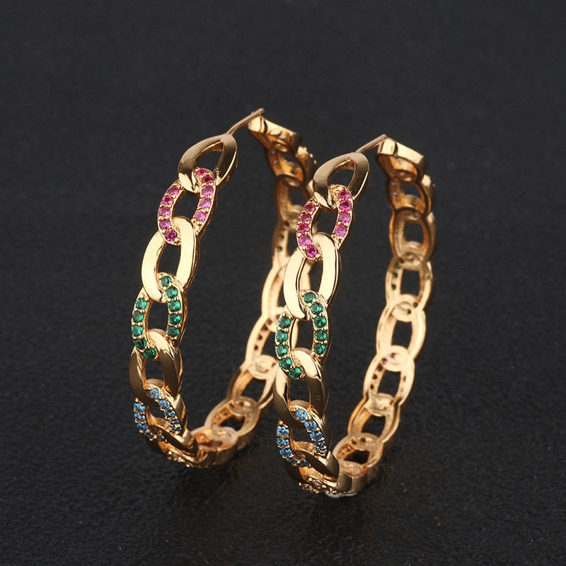 Golden Hip Hop Hoop Earrings