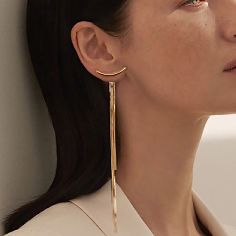 Gold Thread Drop Earrings