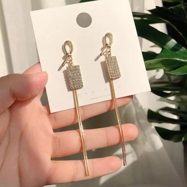 Gold Thread Drop Earrings