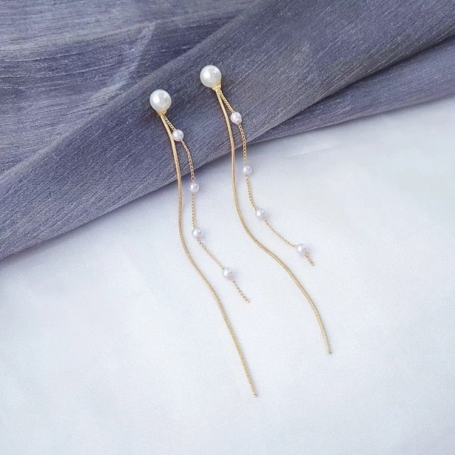 Gold Thread Drop Earrings