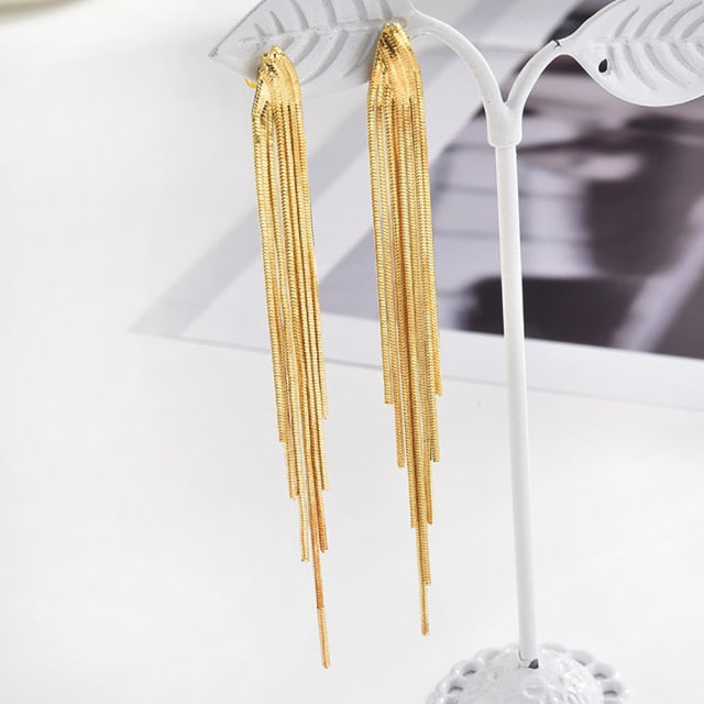 Gold Thread Drop Earrings