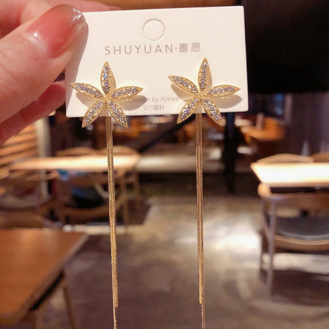 Gold Thread Drop Earrings