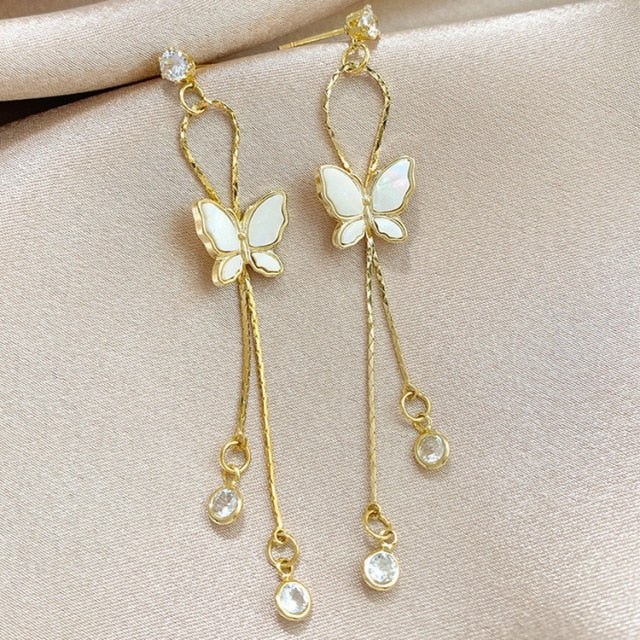 Gold Thread Drop Earrings