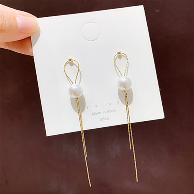 Gold Thread Drop Earrings