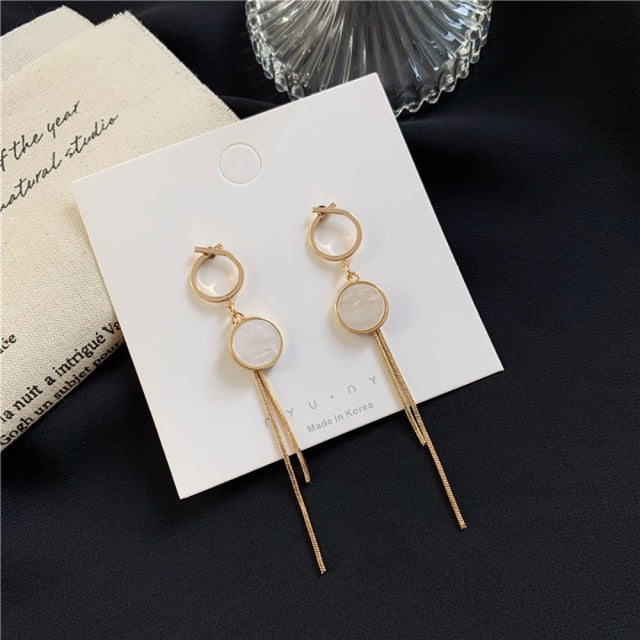 Gold Thread Drop Earrings