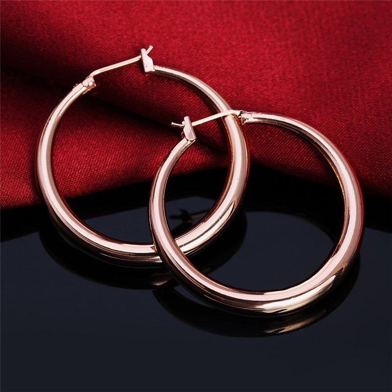 Rose Gold Plated Round Hoop Earrings