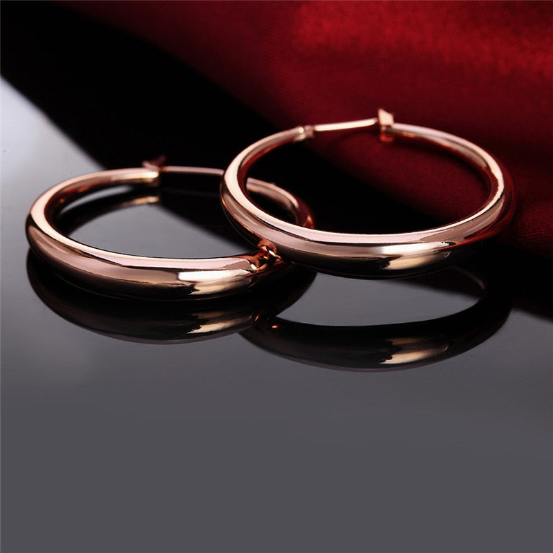 Rose Gold Plated Round Hoop Earrings