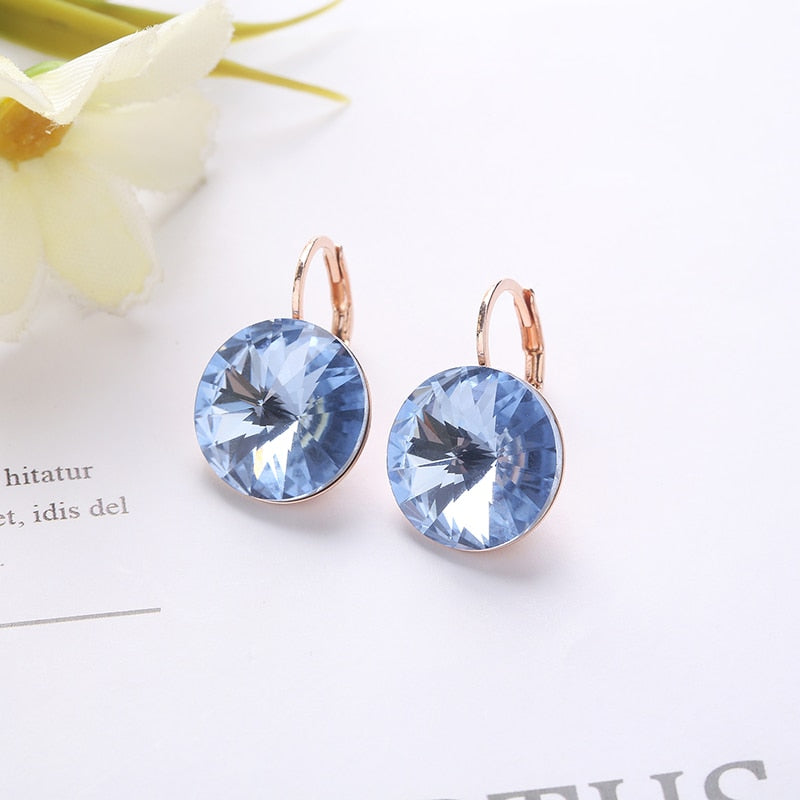 Round Rivoli Stone Dorp Earrings