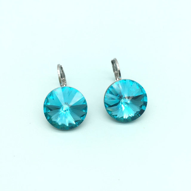 Round Rivoli Stone Dorp Earrings