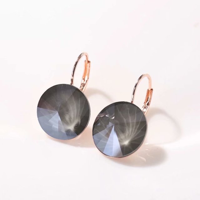 Round Rivoli Stone Dorp Earrings