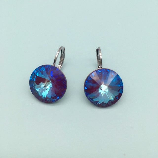 Round Rivoli Stone Dorp Earrings