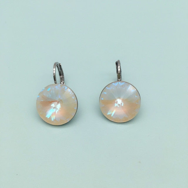 Round Rivoli Stone Dorp Earrings