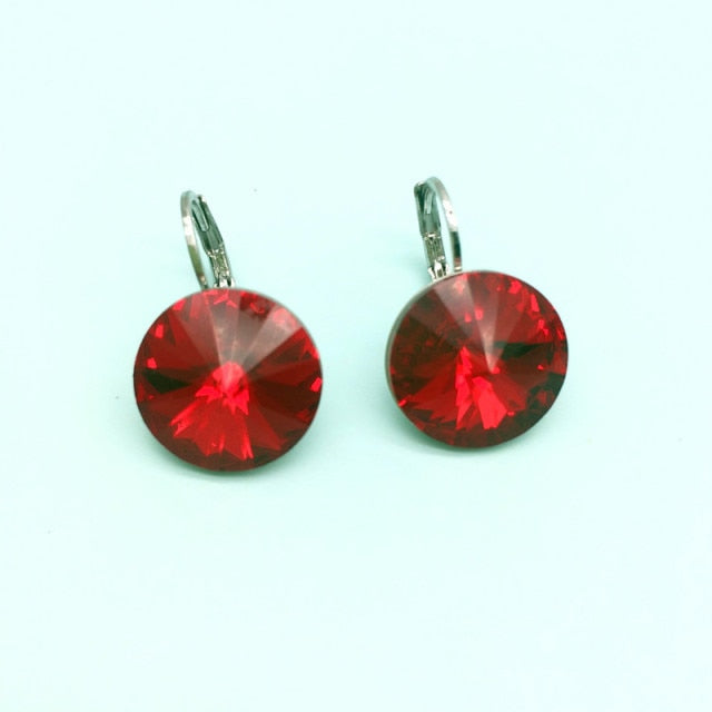 Round Rivoli Stone Dorp Earrings