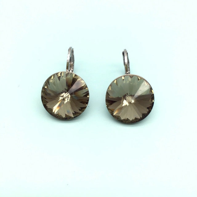 Round Rivoli Stone Dorp Earrings