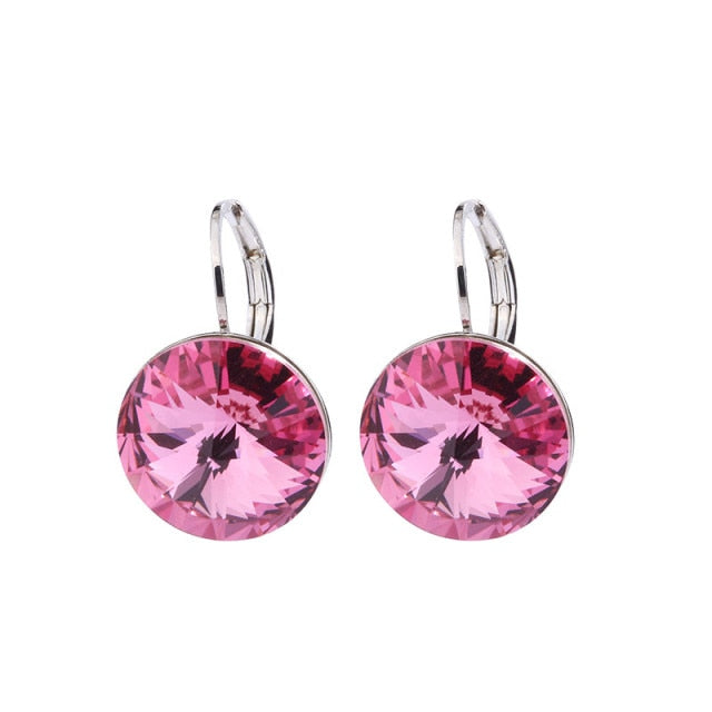 Round Rivoli Stone Dorp Earrings