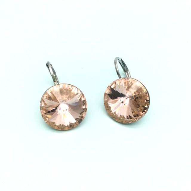 Round Rivoli Stone Dorp Earrings