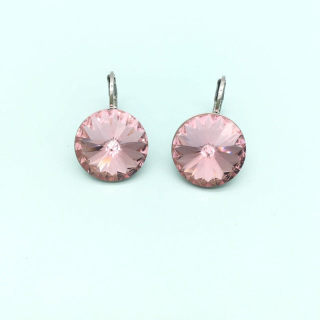 Round Rivoli Stone Dorp Earrings