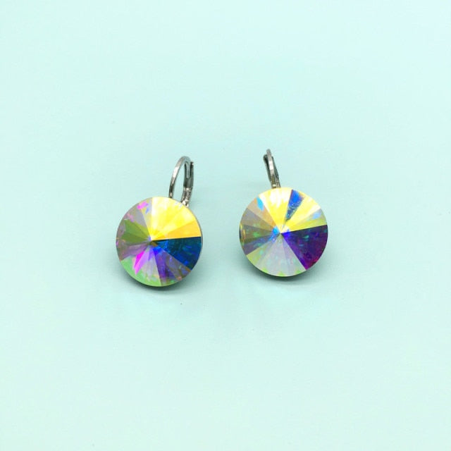 Round Rivoli Stone Dorp Earrings