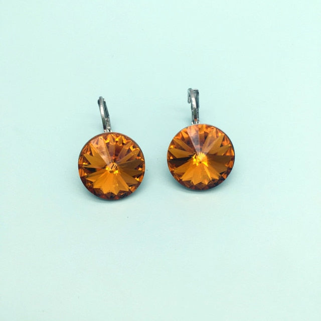 Round Rivoli Stone Dorp Earrings