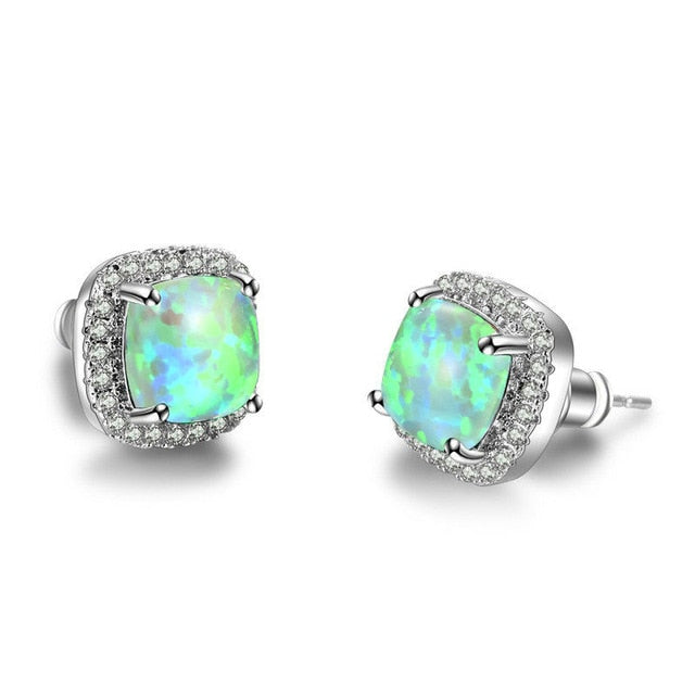 White Fire Opal Earrings